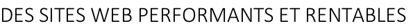 DES SITES WEB PERFORMANTS ET RENTABLES